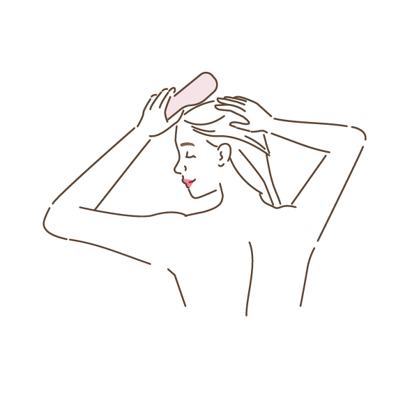 髪をくしでとかしている女性のイラスト